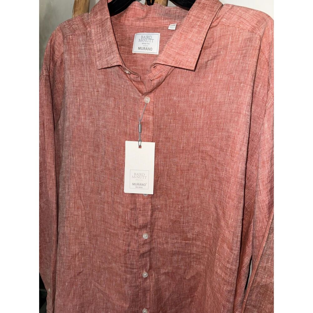 NWT Baird McNutt Murano Mens 4XB Linen LS Rusty Red Button Down Collared Shirt